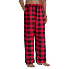 (RED, 2XL) Mens Plaid Pyjama Pants, Elastic Waist With Drawstring, Wide Leg Loose Fit, Side Pockets, Soft Stretchy Fabric Sleepwear for Loungewear