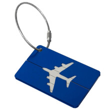 (Blue) Luggage Tags with Loop Name ID Address Card, Metal Travel Baggage Identifier for Suitcase Backpack, Multiple Colours Available
