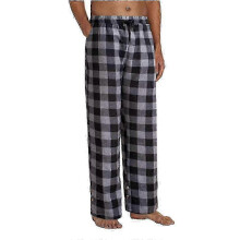 (GRAY, S) Weiche Herren-Pyjamahose mit Karomuster, Taschen, lockerer Passform, Kordelzug im Bund, Größen S-2XL