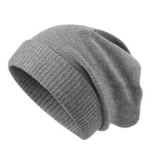 (Gray) Cappello teschio senza tesa oversize unisex, cotone spesso caldo antivento per autunno inverno, misura 56-60cm
