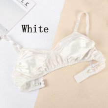 (white, 36) Glanzende, draadloze bh's van moerbeizijde, ultradunne, comfortabele, dubbelzijdige spandex-zijden bh's voor dames.