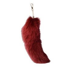 (Wine Red) Künstlicher Fuchsschwanz Schlüsselanhänger, 36cm Plüsch Anhänger für Handtaschen Rucksäcke Cosplay Veranstaltungen
