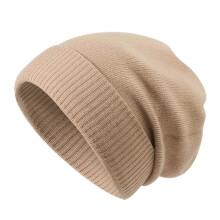 (Khaki) Cappello teschio senza tesa oversize unisex, cotone spesso caldo antivento per autunno inverno, misura 56-60cm