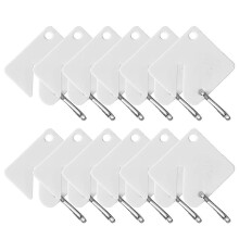 (B) Square Slotted Acrylic Key Tags with Hook, 60 Pack, Write-on Blank Labels, Round Split Ring, for Office Valet Gym Key Organisation