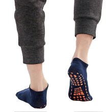 (Navy Blue, M) Anti-slip Cotton Sports Socks for Trampoline Gym Home Use, Size 36-42, 2 Pairs