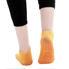 (Light Orange, M) Anti-slip Cotton Sports Socks for Trampoline Gym Home Use, Size 36-42, 2 Pairs