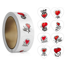 (K263) Valentinstag-Aufkleber, selbstklebende Deko-Etiketten für Geschenke, Karten und Bastelarbeiten, 500 Stück pro Rolle