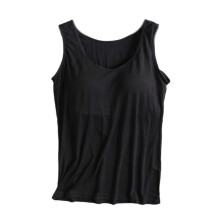 (Black, M) Camiseta sin mangas de algodón para mujer con copa desmontable integrada, para entrenamiento deportivo y uso casual verano, negro talla S
