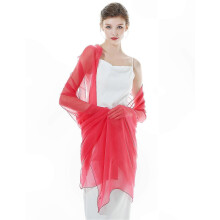 (Coral) Shawls Wraps for Women, Lightweight Silky Solid Sheer Large Scarf, Wedding Evening Party Bridesmaid Bikini Cover Up