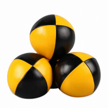 (Yellow and Black) Nahkaiset jonglööripallot, 3 kpl setti kantolaukulla aloittelijoille ja aikuisille, pestävät