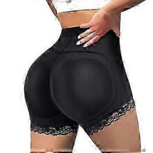 (Black, XXXL) Dames corrigerende slip met uitneembare vulling en kanten afwerking voor een liftend effect rond de billen.