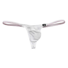 (White, L(30-32inch)) Tanga de seda helada de talle bajo para hombre, color liso, transpirable, con espalda en T, ideal para la playa y tomar el sol.
