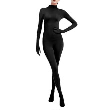 (Black, L) Tuta da danza in spandex intera, unisex, collo rotondo maniche lunghe, aderente, per spettacoli palcoscenici, Carnevale, feste Halloween