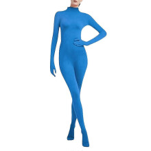 (Blue, L) Tuta da danza in spandex intera, unisex, collo rotondo maniche lunghe, aderente, per spettacoli palcoscenici, Carnevale, feste Halloween
