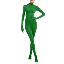(Green, L) Unisex full-body spandex danspak, lange mouwen ronde hals, voor toneelvoorstellingen en Halloween feesten