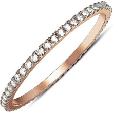 (Rosegold, 10) Anelli impilabili compatibili con Oura Ring, placcati in oro 14 carati, confezione da 2, con zirconi cubici
