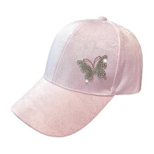 (Pink) Metalen vlinder baseballpet voor dames, verstelbare band, UV-bescherming, ademend mesh, lichtgewicht zomerzonnehoed, polyester, één maat