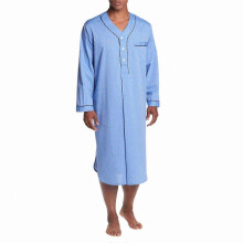 (Blue, XXL) Herren Pyjama Set, V-Ausschnitt Langarm Baumwolle, Knie lang Relaxed Fit, für alle Jahreszeiten, Blau und Grau verfügbar