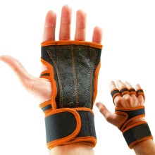(Orange, XL) Gewichthefhandschoenen voor de sportschool, leer, ademend, verbeterde grip, meerkleurig