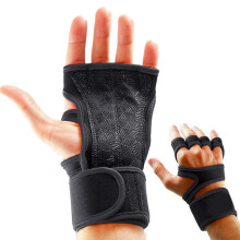 (Black, L) Gewichthefhandschoenen voor de sportschool, leer, ademend, verbeterde grip, meerkleurig