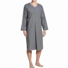 (Gray, L) Set di pigiami da uomo a maniche lunghe in cotone, collo a V, vestibilità comoda, blu e grigio, taglie M L XL 2XL