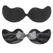 (Black breathable, D) Onzichtbare siliconen zelfklevende bh, strapless push-up bh zonder rugpand voor jurken met een open rug, huidskleur, D-cup