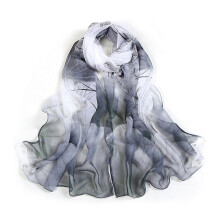 (Black Or White) Chiffon sjaal voor dames, kleurrijke bedrukte neksjaal, lichtgewicht, ademend en zonwerend voor een strandvakantie.