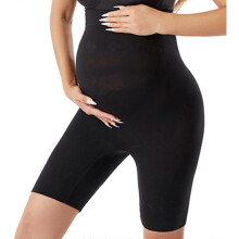 (Black, M) High Waist Maternity Shapewear Shorts, Seamless Belly Back Support Butt Lifting Pregnancy Underwear, Middle Thigh, Anti Chafing