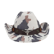 (14) Cappello da cowboy con stampa mucca per uomo e donna, con tesa curva, ideale per primavera ed estate.