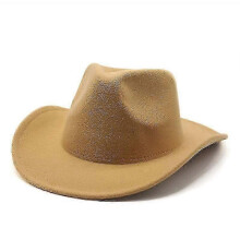 (Light Coffee) Cappello da cowboy western in feltro sintetico regolabile, larghezza tesa 9,6 cm, taglia unica 56-58 cm, per turismo e cosplay