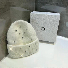 (white, Adult) Gorro de punto con pedrería de lujo para mujer, invierno grueso y cálido, 55-60cm, colores negro rosa gris blanco