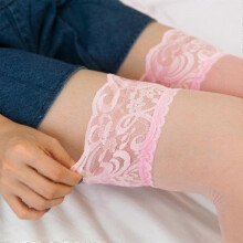(pink) Medias altas transparentes para mujer, de nailon fino de color liso, talla única, para otoño e invierno.