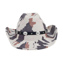 (8) Cappello da cowboy con stampa mucca per uomo e donna, con tesa curva, ideale per primavera ed estate.