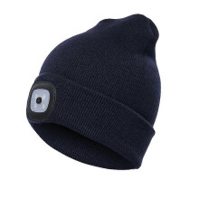 (Blue) Bonnet unisexe adulte lumineux à LED, rechargeable, avec lumière et voyant rouge d'avertissement