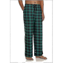 (green, XL) Herren Flanell Karo Pyjamahose, Polyester Mikrofleece, mit Kordelzug und Taschen, für entspanntes Zuhause im Winter