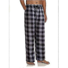 (gray, S) Herren Flanell Karo Pyjamahose, Polyester Mikrofleece, mit Kordelzug und Taschen, für entspanntes Zuhause im Winter