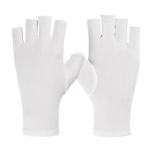 (White) Halving vinger zonnebeschermingshandschoenen, spandex, ademend, voor fietsen, tuinieren en golf buitenactiviteiten