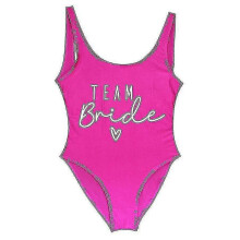 (purple1, XL) Women's Gold Print Team Bride One-piece Swimsuit, Bachelorette Party Summer Beachwear Bathing Suit, S-3XL, No Pad