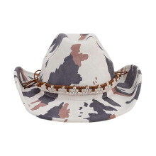 (7) Koevlek cowboyhoed, polyester, verstelbare omtrek 55-65cm, ademend, voor westernfeesten en festivals, voor volwassenen lente zomer