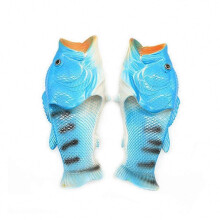 (Blue, 46 to 47) Summer Unisex 3D Fish Flip Flops, PVC Slippers for Outdoor and Indoor Casual Wear