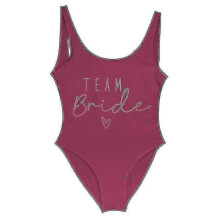 (wine red2, XXL) Women's Gold Print Team Bride One-piece Swimsuit, Bachelorette Party Summer Beachwear Bathing Suit, S-3XL, No Pad