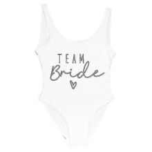 (rose white, XXXL) Women's Gold Print Team Bride One-piece Swimsuit, Bachelorette Party Summer Beachwear Bathing Suit, S-3XL, No Pad