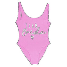 (pink, L) Women's Gold Print Team Bride One-piece Swimsuit, Bachelorette Party Summer Beachwear Bathing Suit, S-3XL, No Pad