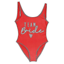 (red, S) Damesbadpak met gouden print en Team Bride-opdruk, perfect voor een vrijgezellenfeest of zomerse strandoutfit, maten S-3XL, zonder vulling.