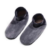 (Grey) Non Slip Grip Socks, Nylon Velvet Thickened Warm Crew Socks, Silicon Dot Anti Skid Socks for Yoga Pilates Barre Home Use on Tile Wood Floors