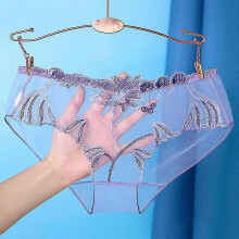(purple, L) Women's Nylon Mesh Seamless Lace Trim Transparent Breathable Briefs Knickers, S-XL, Colour as Displayed, Hand Wash Recommended