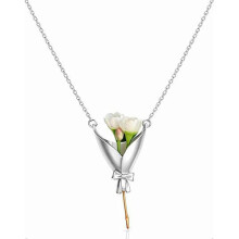 (Silver, A) Koperen Ketting met Mini Bloemenhouder, 50 cm lang, voor verse of gedroogde bloemen voor dagelijkse kleding