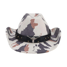(11) Cowboyhoed met koeienprint voor dames en heren, met gebogen rand, voor de lente en zomer.