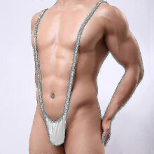 (White 02) Men's Thong Mankini V Sling Straps Costume Underwear, Super Soft Elastic Smooth Fabric, Free Size, Hand Wash Only