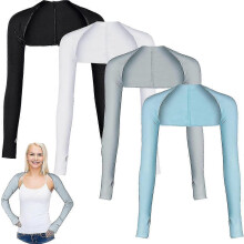(Grey. White. Black. Sky Blue) Brazaletes refrescantes con chal de protección solar y orificios para los dedos para golf.